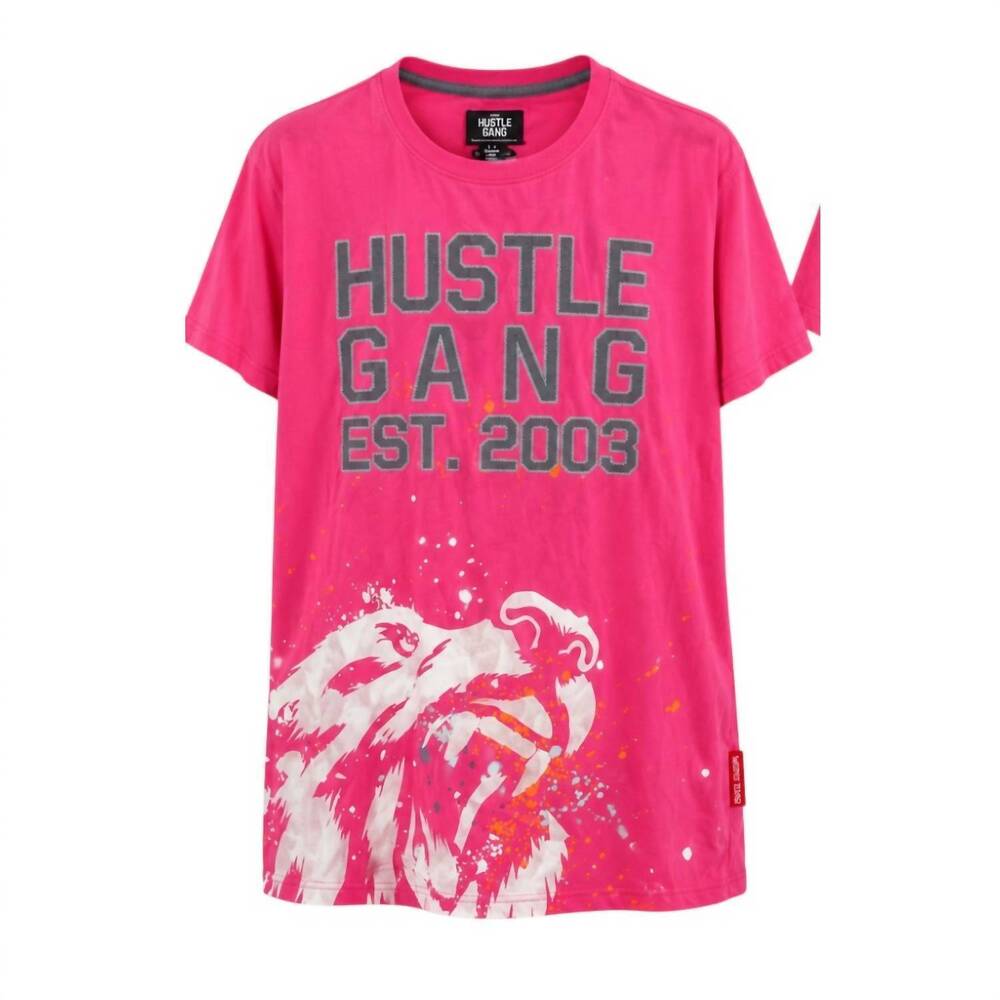 NEW HUSTLE GANG men's short sleeve t-shirt in pink/grey